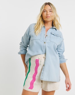 Native Youth Multi Stripe Intarsia Knitted Short