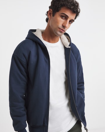 Borg Lined Full Zip Relaxed Hoodie