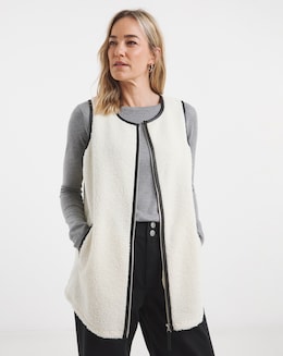 Cream Longline Borg Gilet
