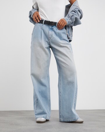 Pink Tint Pleat Detail Wide Leg Jean
