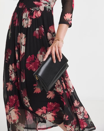 Mesh Pleated Ballet Slash Neck Dress