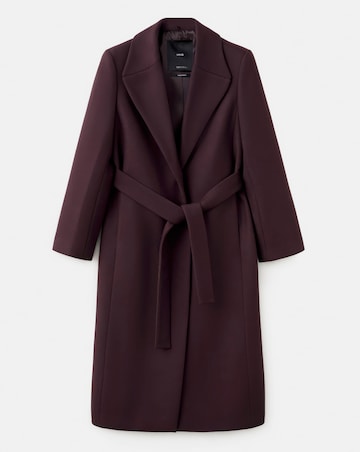 Mango Dark Red Leather Effect Coat