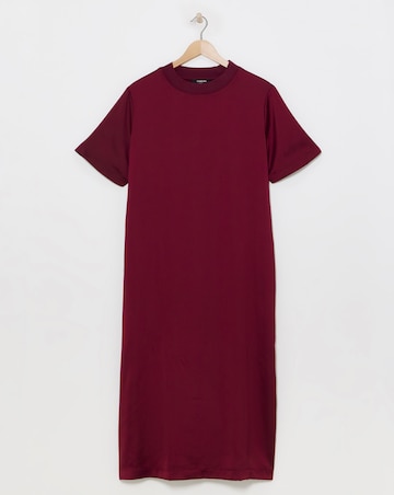 Berry Satin Midi T-Shirt Dress