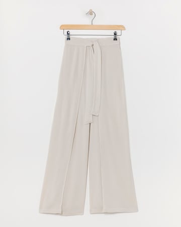 Cool Stone Crinkle Wide Leg Wrap Trousers