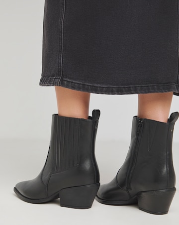 Katya Leather Pointed Chelsea Western Ankle Boots - Wide Fit (E)