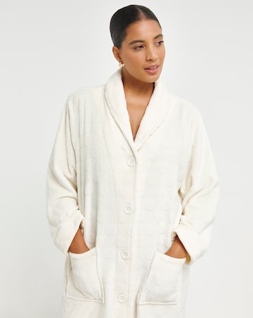 Pretty Secrets Button Through Fleece Dressing Gown
