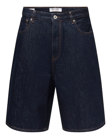 Only & Sons Carl Loose Denim Shorts - Blue