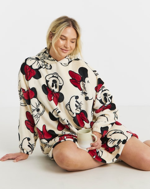 Minnie Mouse Bow Detail Fleece Hooded Lounge Dress