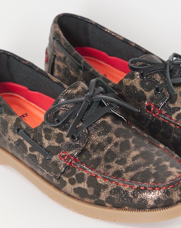 Heavenly Feet Leopard Print Boat Shoes - Wide Fit (E)