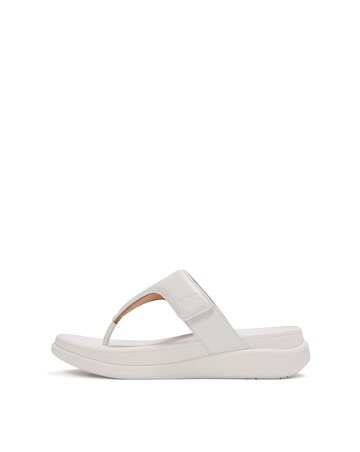 FitFlop White F-Mode Go Adjustable Flatform Toe-Post Sandals - Standard Fit (D)