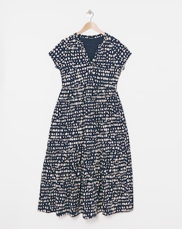 Notch Neck Jersey Smock Midaxi Dress