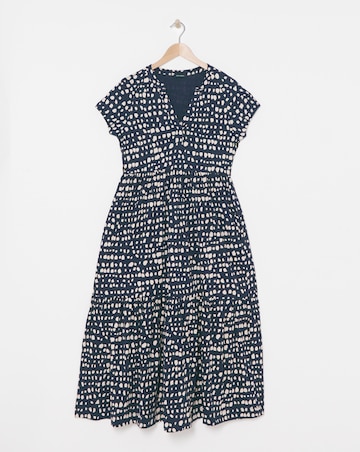 Notch Neck Jersey Smock Midaxi Dress