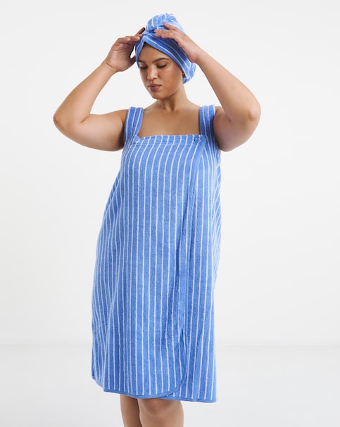 Pretty Secrets Cotton Towelling Shower Wrap And Turban