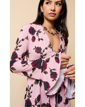 Little Mistress Multi Floral Print Tie Detail Top