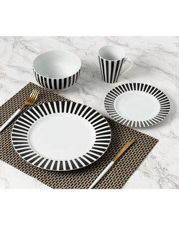 Waterside Black and White Stripe 24 Piece Dinner Set