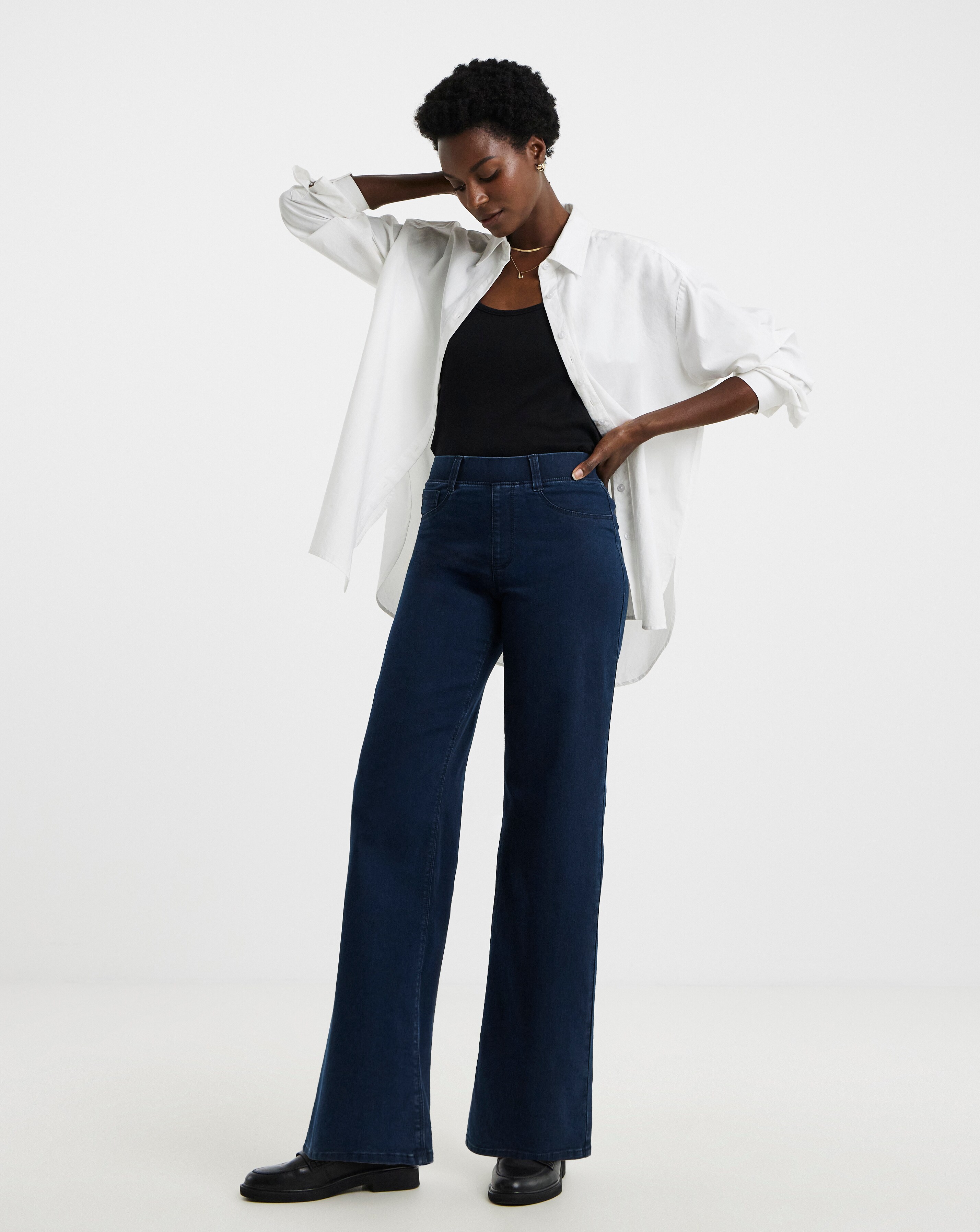 Indigo Stretch Wide Leg Jeggings