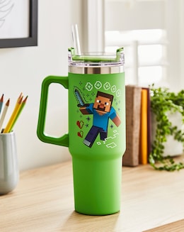 Minecraft Steve &amp; Creeper 900ml Tumbler &amp; Straw