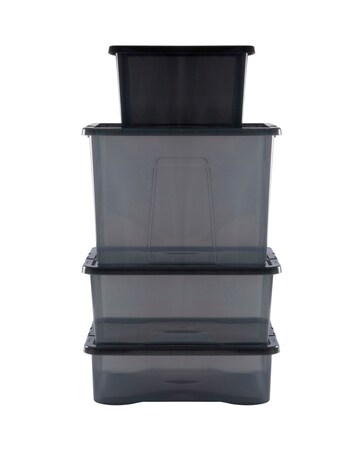 Wham Multisize Crystal Box & Lids Smoke Grey 4Pk