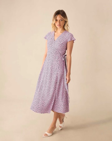 Ro&Zo Pink Ditsy Print Wrap Midi Dress