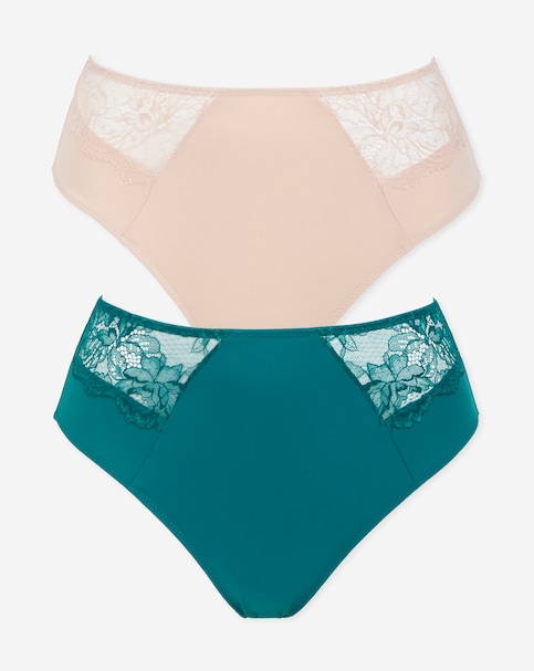 Pretty Secrets (2 Pack) New Ella Full Knickers Teal/Ivory