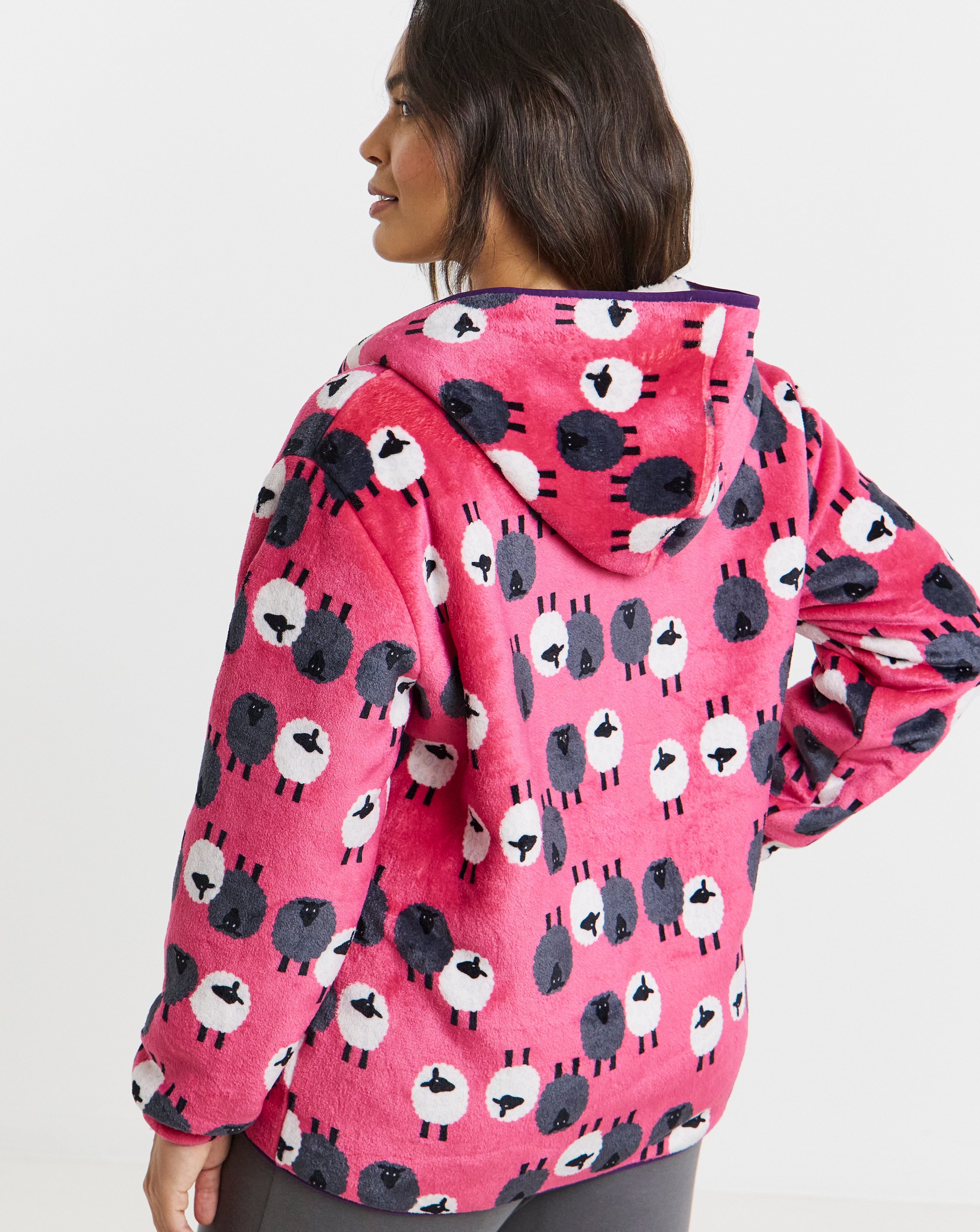 Joe Browns Sheep Print Fleece Zip Up Lounge Cardigan | Fashion World