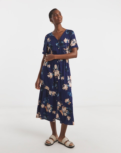 Easy Printed Button Through Dress