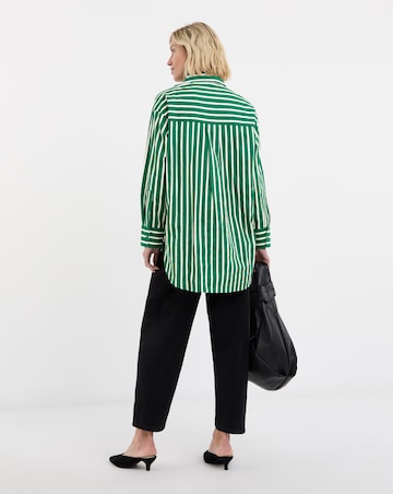 Cotton Poplin Oversized Stripe Shirt