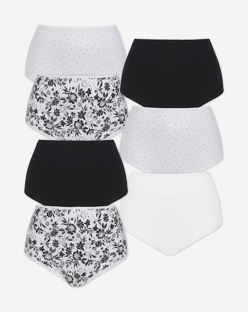 Pretty Secrets (7 Pack) Cotton Full Fit Knickers Mono Floral