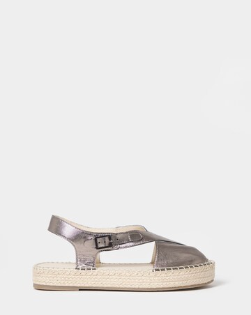 York Peep Toe Leather Espadrille Sandals - Wide Fit (E)