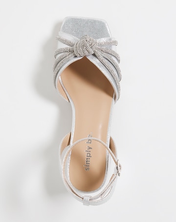 Elsie Metallic Diamante Low Block Heeled Sandals Ex Wide Fit