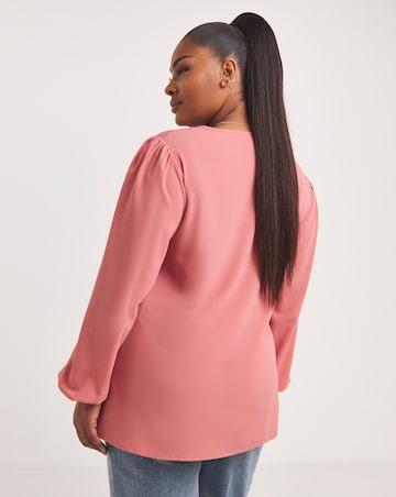 Rose Longline V Neck Long Sleeve Boxy Top