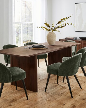 Oslo Panel End Dining Table with 6 Emilie Chenille Chairs