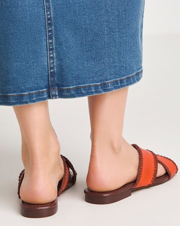 Miley Leather Crossover Slide - Wide Fit (E)