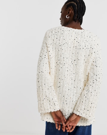 Fluffy Sequin V-Neck Longline Top