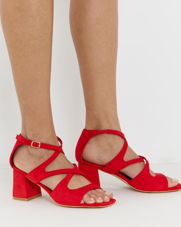 Dani Cross Over Strappy Block Heel Sandals - Extra Wide Fit (EEE)