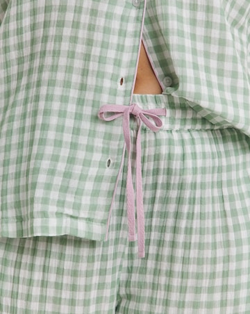 Gingham Soft Cotton Button Through Pyjama Short Set