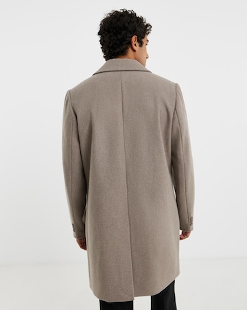 Taupe Wool Blend Mid Length Overcoat