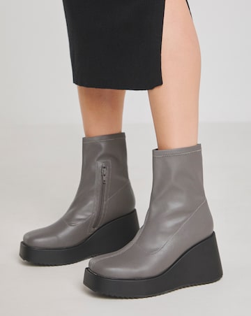 Noah Stretch Upper Wedge Ankle Boots - Extra Wide Fit (EEE)