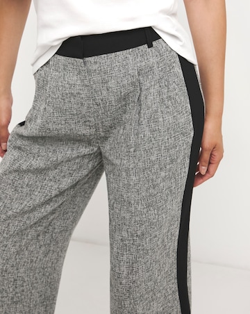 Grey Side Stripe Wide Leg Trousers
