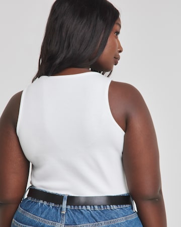 Simply Be White Basic Racer Neck Bodysuit