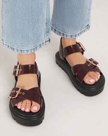 Bey Statement Buckle Chunky Sandals Wide E Fit