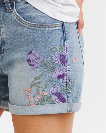 Joe Browns Floral Embroidered Denim Shorts