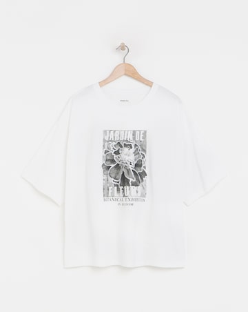 Simply Be White Jardin De Fleurs Graphic T-Shirt
