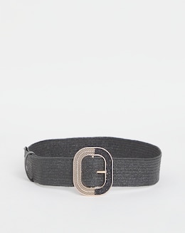 Black Raffia Stretch Belt