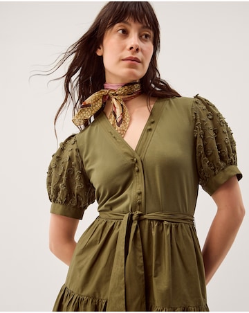 Monsoon Fawn Puff Sleeve Midi Dress