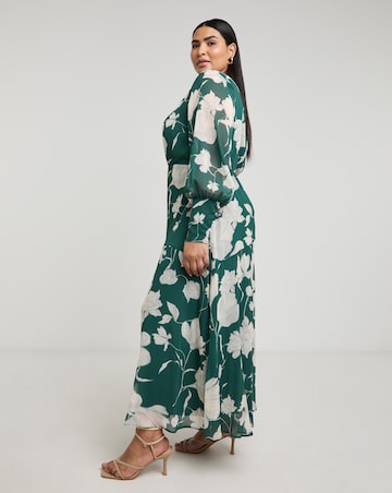 Joanna Hope Long Sleeve Maxi Dress With Keyhole