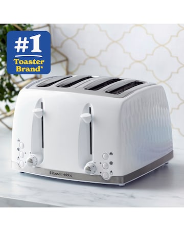 Russell Hobbs 26070 Textured Honeycomb White 4 Slice Toaster