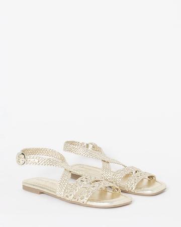 Gia Leather Woven Multi Strap Sandals - Wide Fit (E)