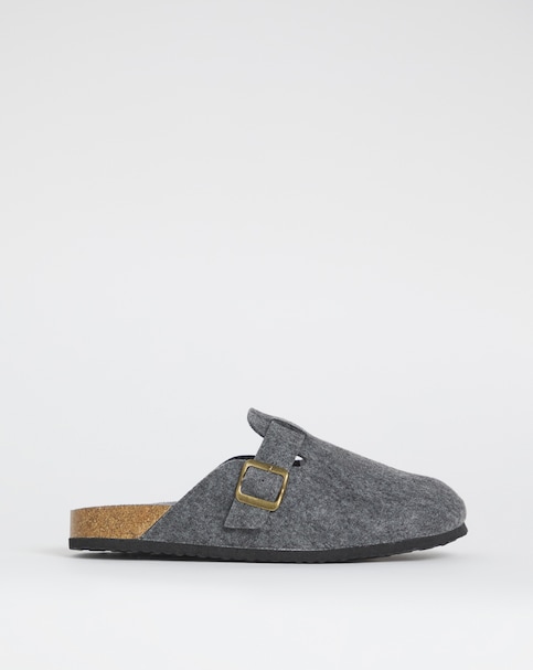 Felt Mule Slippers - Wide Fit
