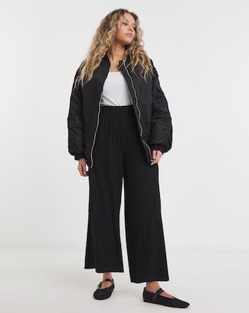 Simply Be Black Jersey V/E Wide Leg Culottes